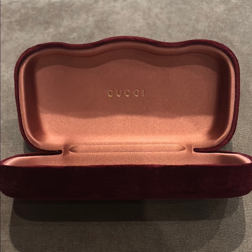 Gucci Red Velvet Eyewear Case with Curved Design